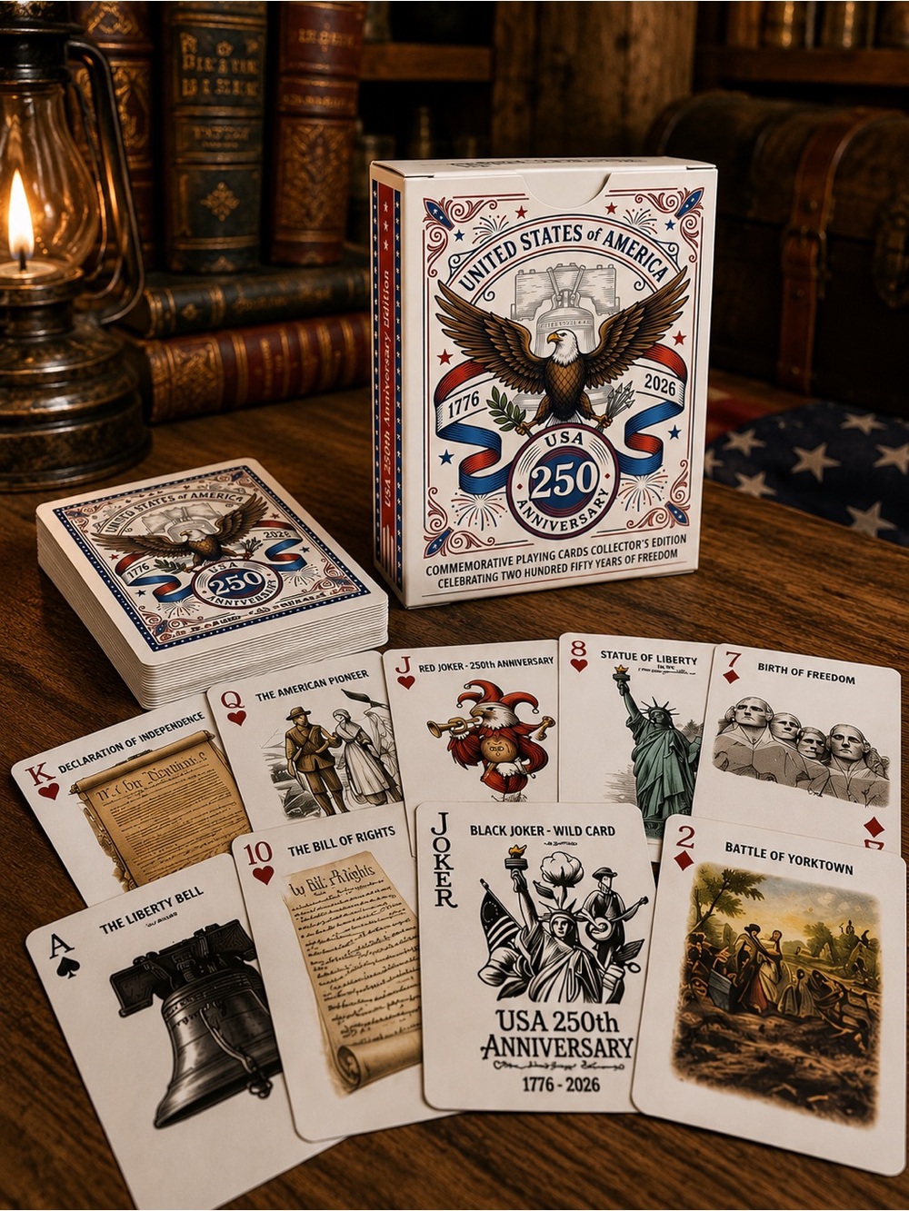 USA 250th Anniversary Commemorative Playing Cards - Red/Blue/White